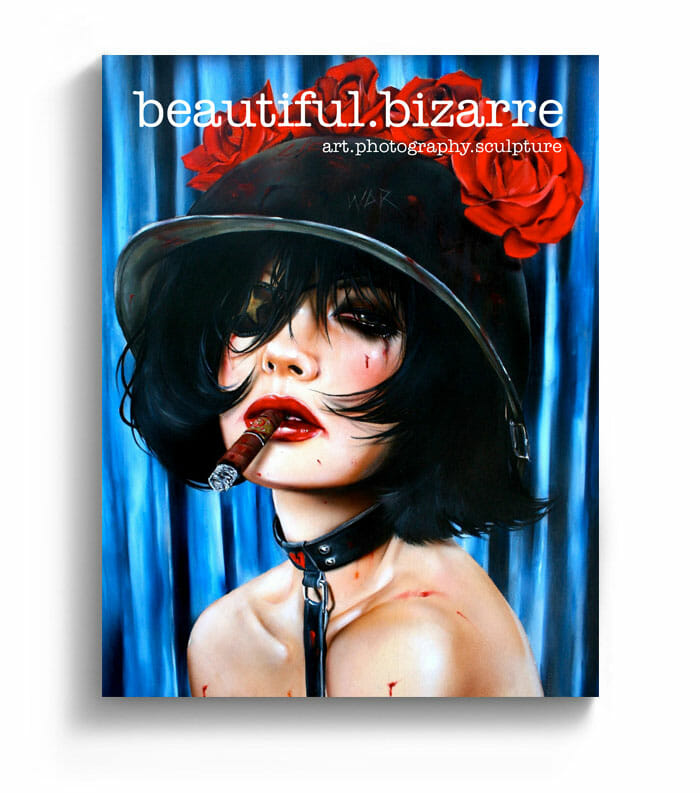Brian Viveros new contemporary art painting on the cover of Beautiful Bizarre art magazine