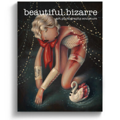 Brandi Milne pop surrealism painting on the cover of Beautiful Bizarre art magazine