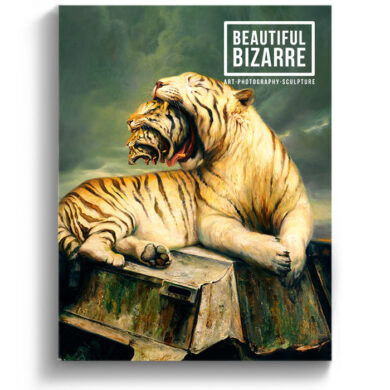 Martin Wittfooth surrealism painting on the cover of Beautiful Bizarre art magazine