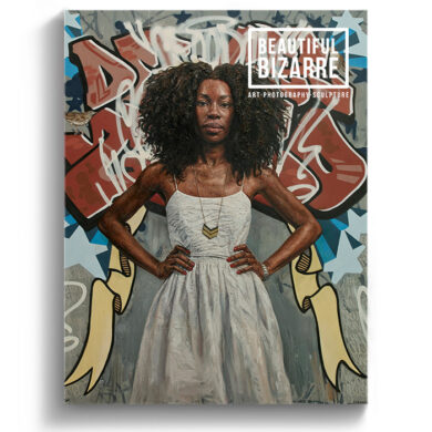 Tim Okamura figurative painting on the cover of Beautiful Bizarre art magazine