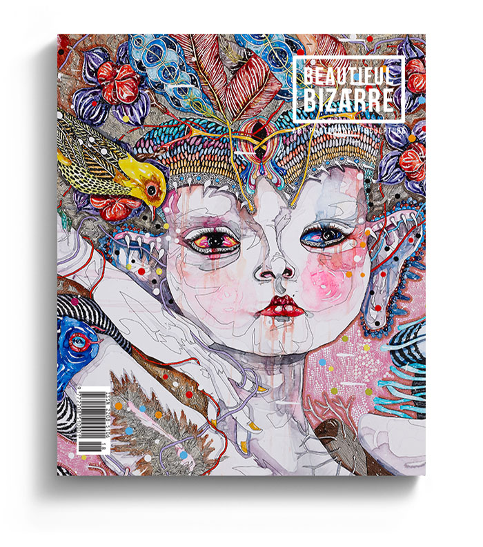 Australian artist Del Kathryn Barton surreal figurative painting on the cover of Beautiful Bizarre art Magazine