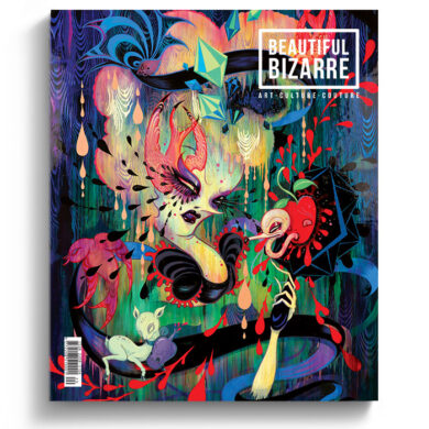 Camille Rose Garcia pop surrealism painting on the cover of Beautiful Bizarre art magazine