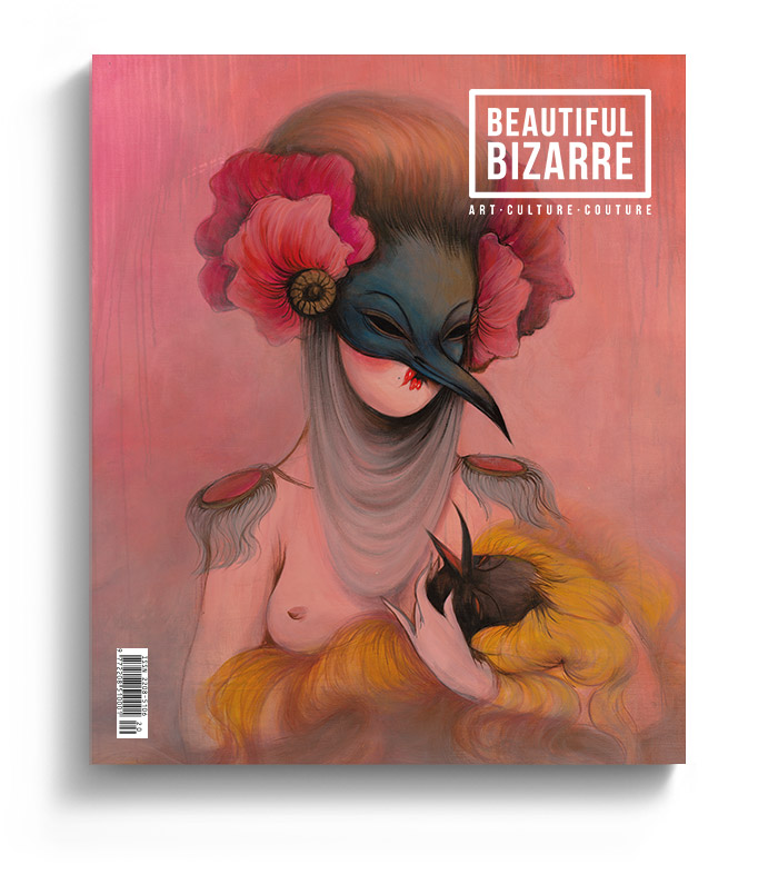Miss Van pop surrealism painting on the cover of Beautiful Bizarre Magazine