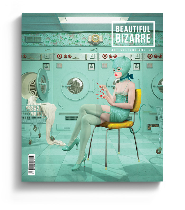 Ray Caesar surreal digital art on the cover of Beautiful Bizarre Magazine