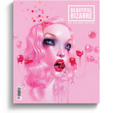 Troy Brooks coloured pencil drawing on the cover of Beautiful Bizarre art magazine